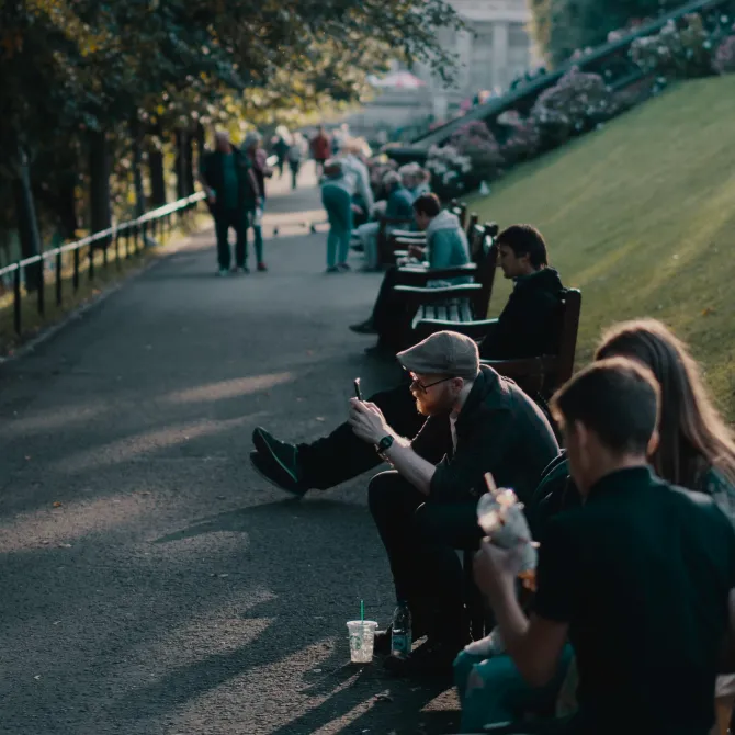 People sitting outdoors